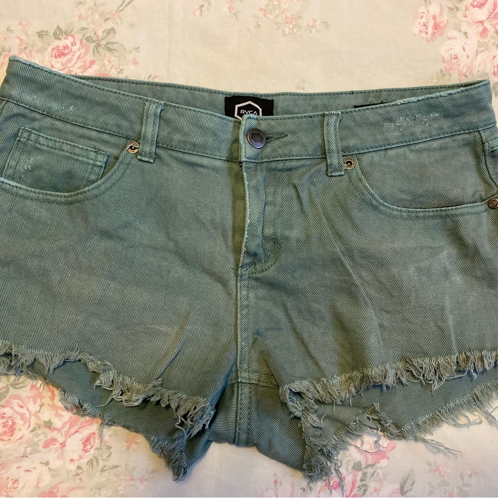 RVCA Women's Green Denim Shorts